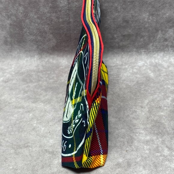 Estée Lauder Tartan Plaid Small Cosmetic Bag Recycled Material Red/Multicolor - Picture 4 of 11